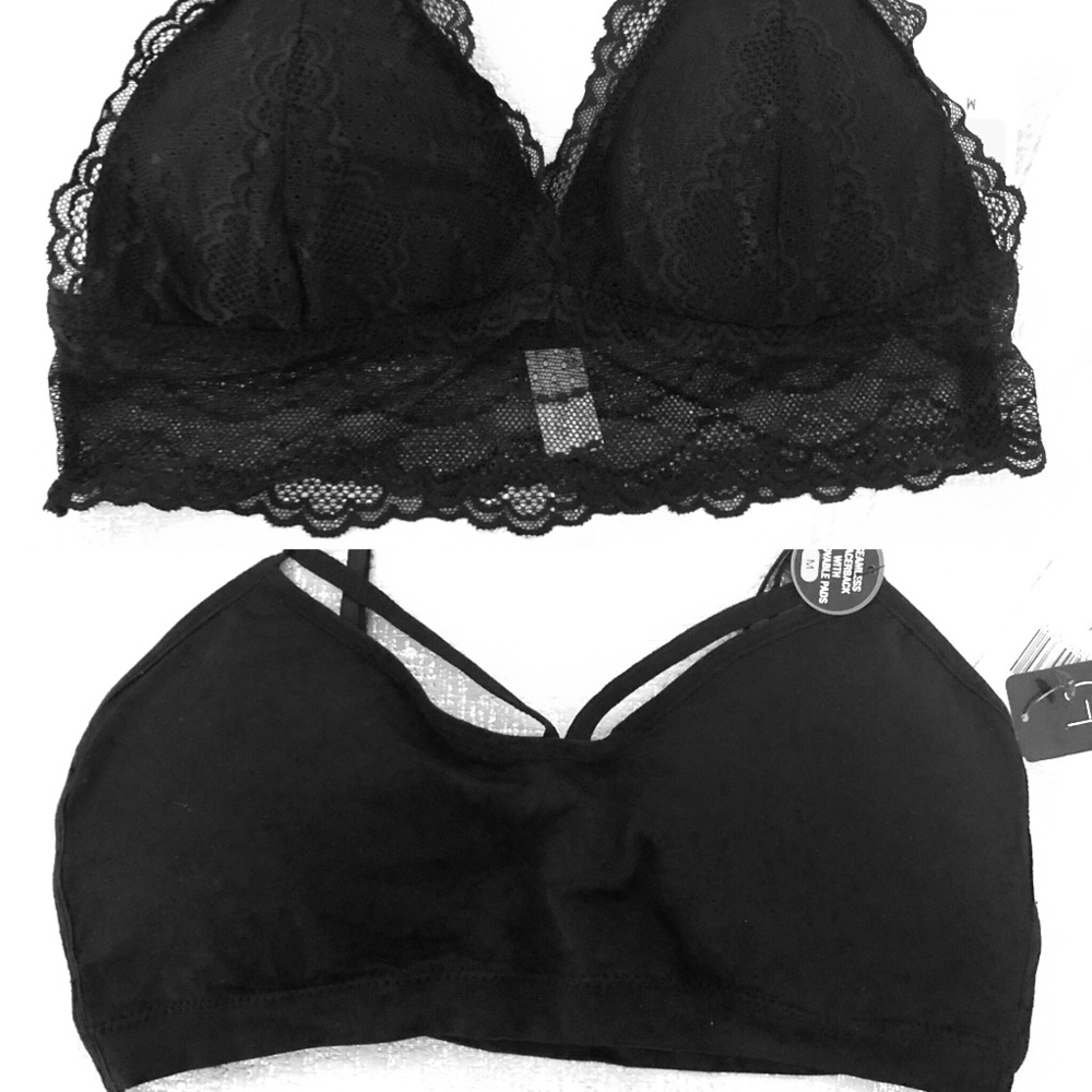 NWT 2 medium black bralettes.